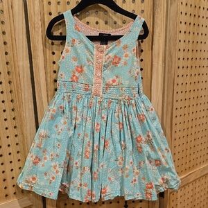 Next Floral Kids Dress in Aqua and Peach